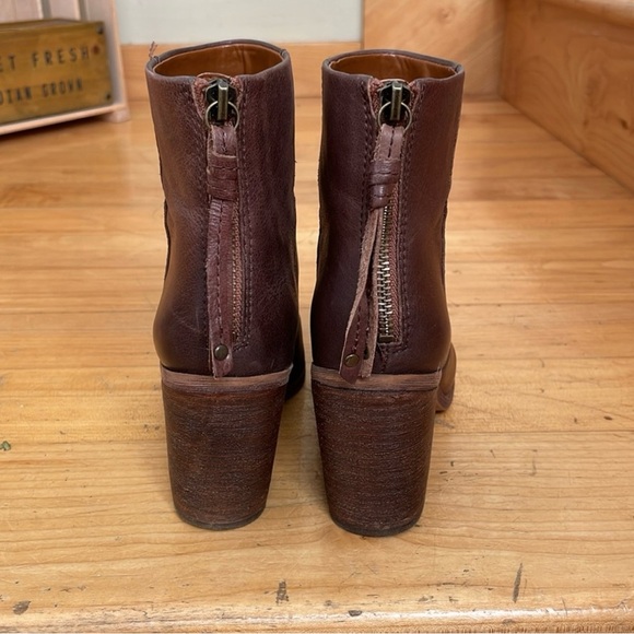 Franco Sarto Brown Leather Western Chunky Heel Ankle Boots - Picture 4 of 14